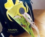 Eine Schultüte aus Stoff (Nähanleitung und Schnittmuster von shesmile) Kundenbeispiel. Passt auch super zum Rucksack KlapPack, Schritt-für-Schritt Nähanleitung ebenfalls von shesmile.